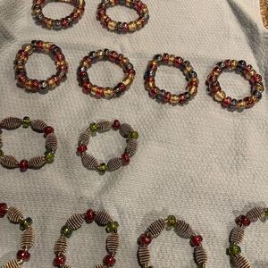 Multicolored Silver Wire Purple and Green Napkin Rings 2 sets of 6 Each = 12